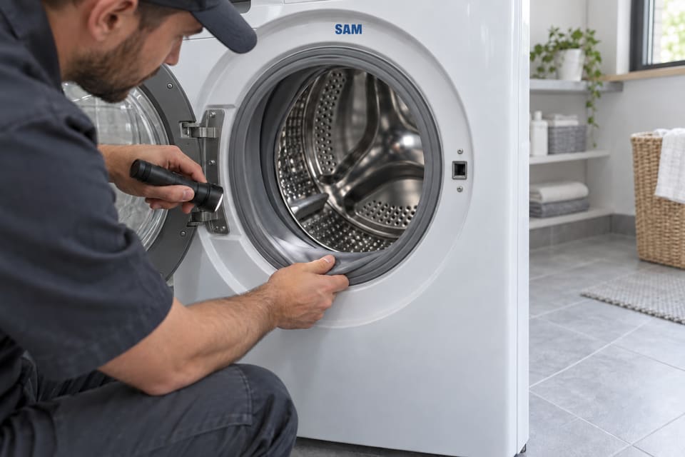بررسی لاستیک درب و دیگ لباسشوییخشککن سام